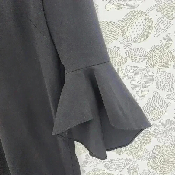 Tahari Arthur S. Levine Flare sleeve V neck Shift Dress Women's 4 black - Picture 4 of 8